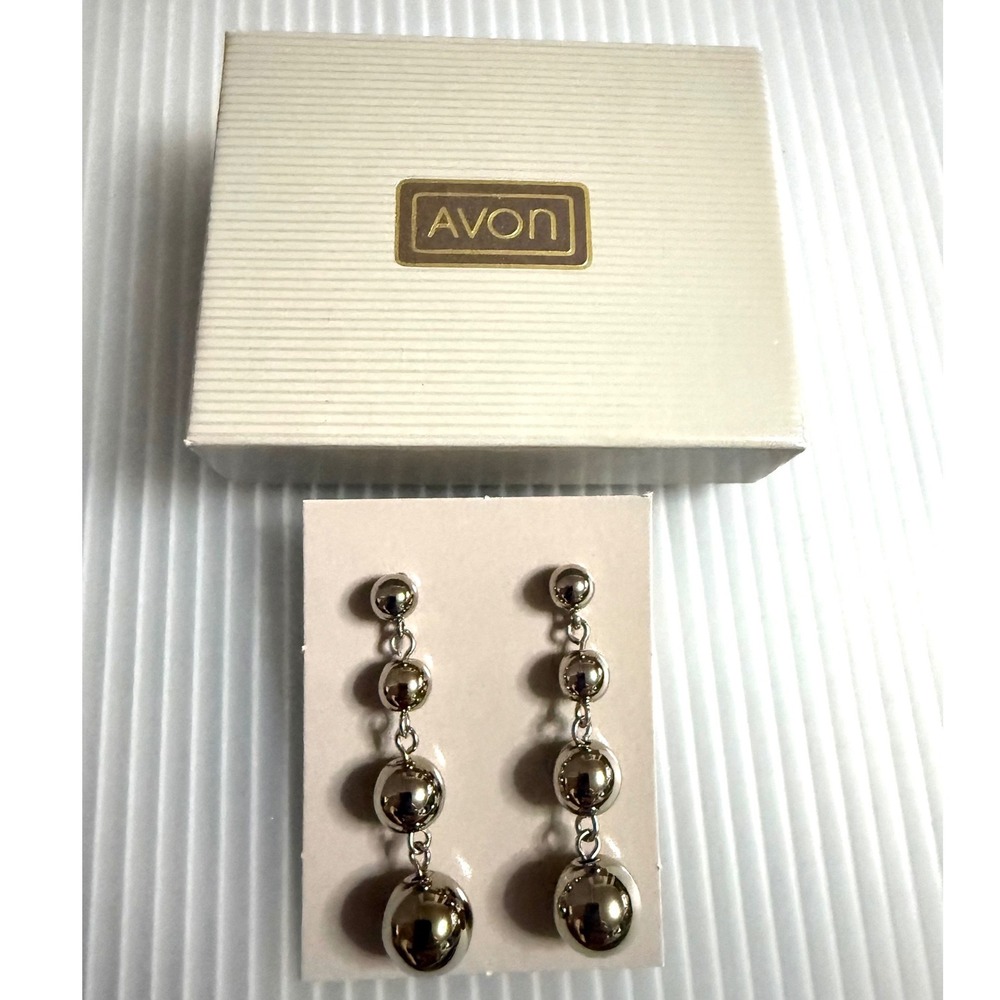 Avon Drop Earrings Women OS Silvertone New Graduated Sphere Dangle Tiered Ball